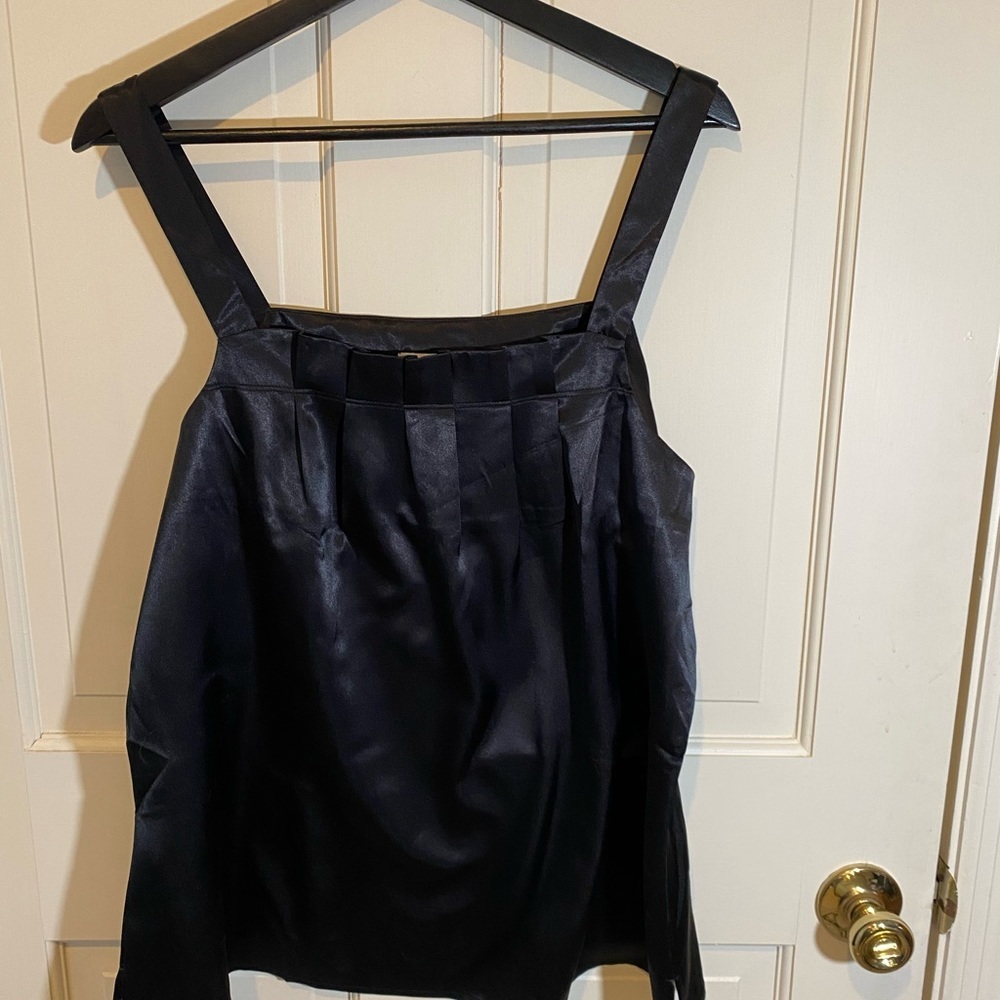 Kathleen Kirkwood Black Pleated Tank Blouse -XLARGE